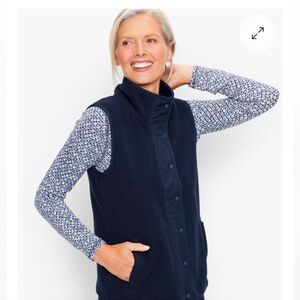 Talbots Blue Sherpa Vest Size Medium